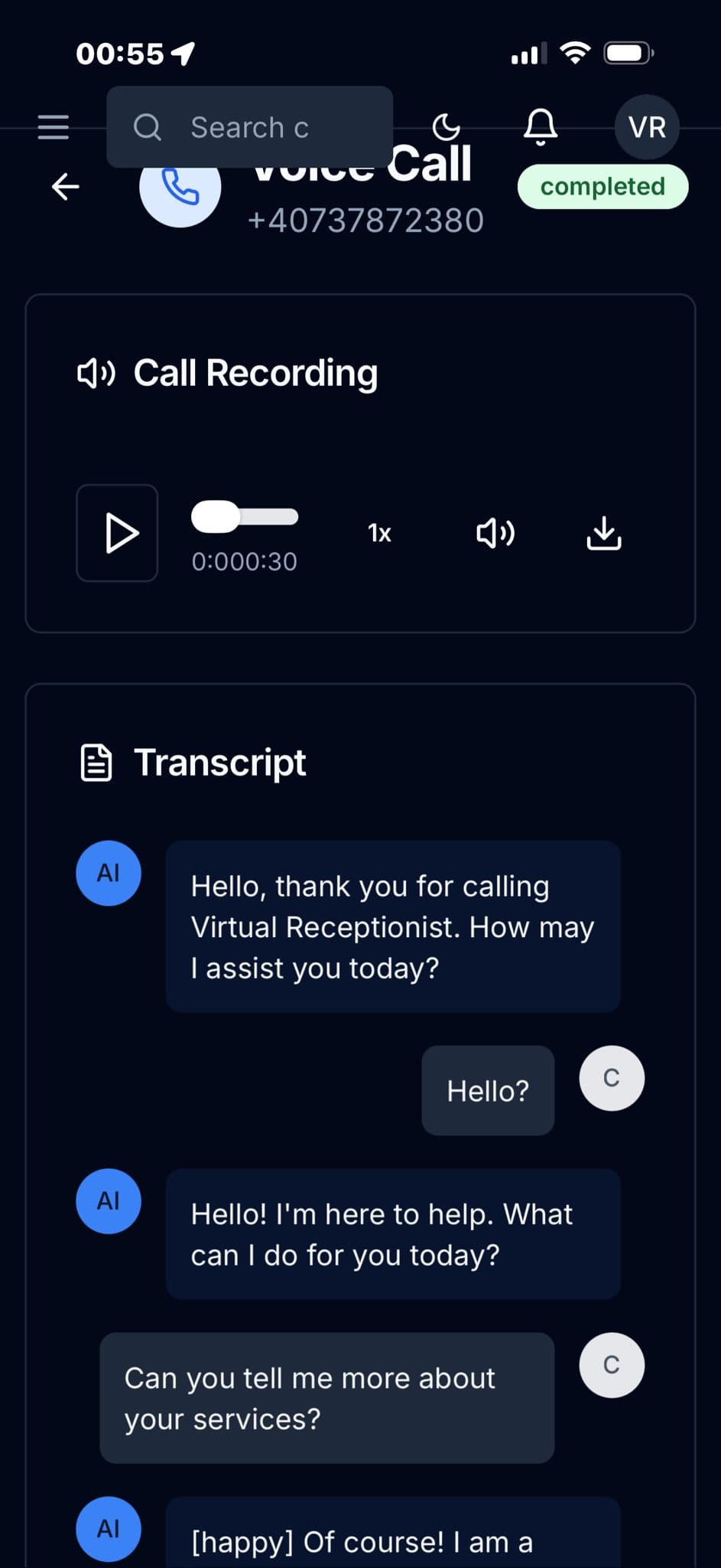 Voice Call & Transcript